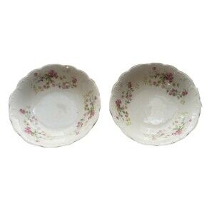 Moritz Zdekauer M Z Austria Small Bowls Rose Scallop 5" Vintage China Petite